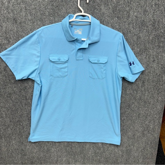 Under Armour Other - Under Armour Heatgear blue golf polo double chest pocket Men's size XL